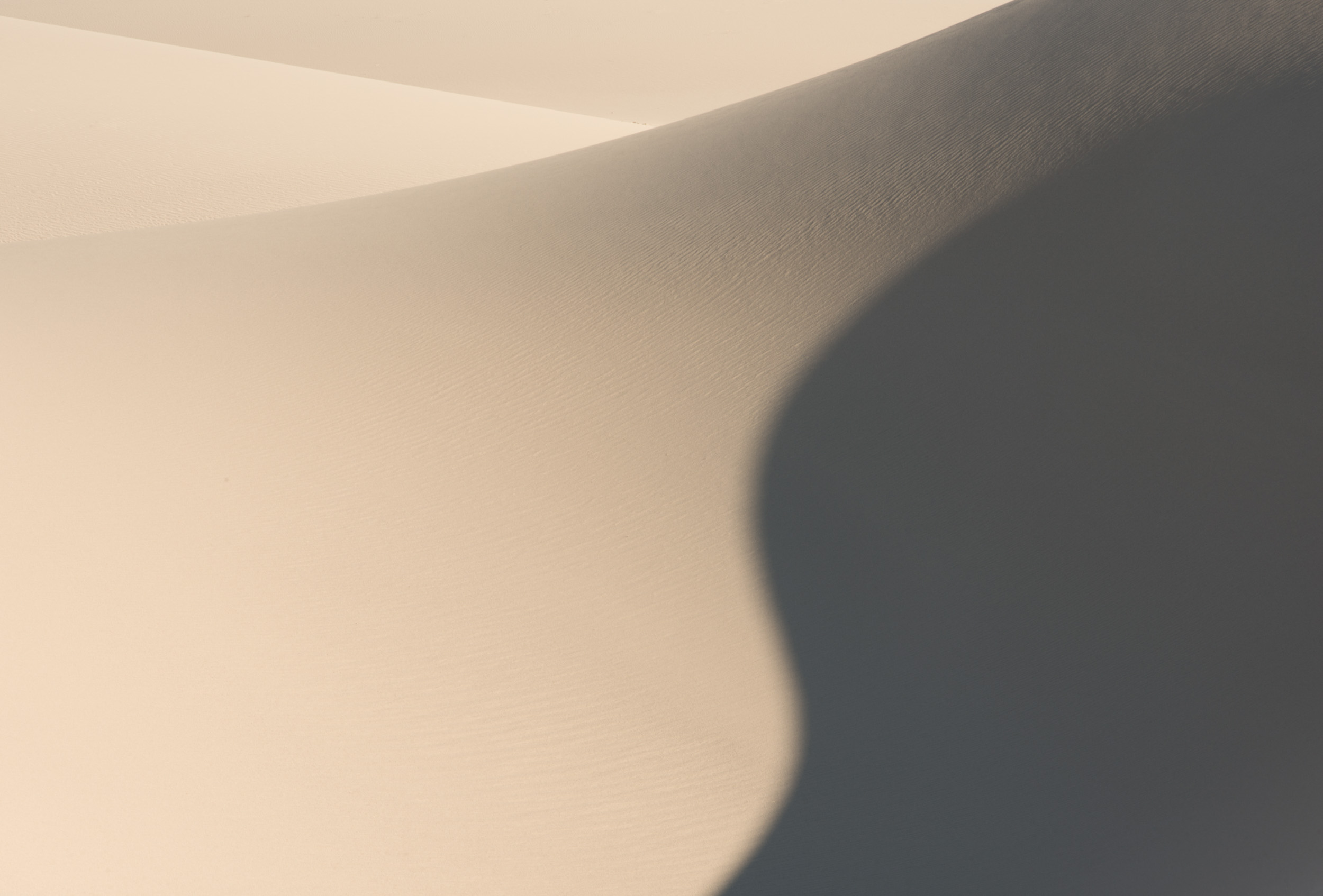 Abstract nature series on light, shadow and lines on the Eureka Dunes in Death Valley National Park.