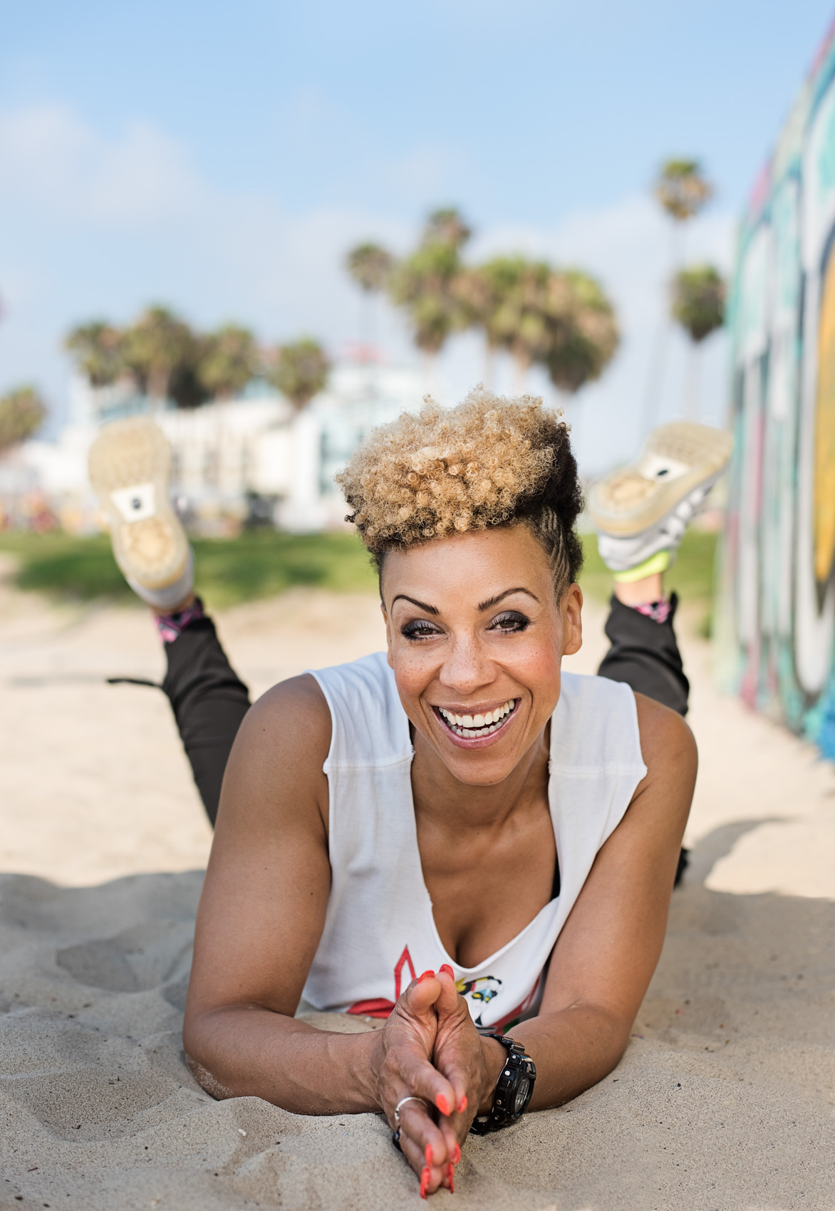 Portrait of stunt woman Petra Sprecher on Venice Beach.
