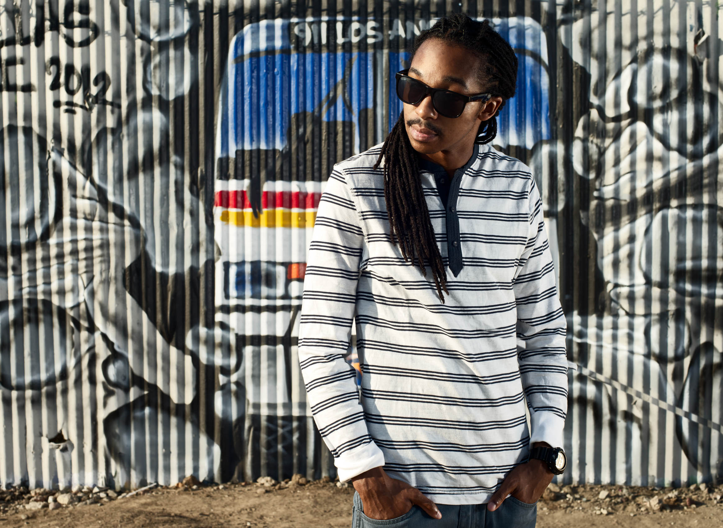 Portrait of hip-hop artist in South Los Angeles.