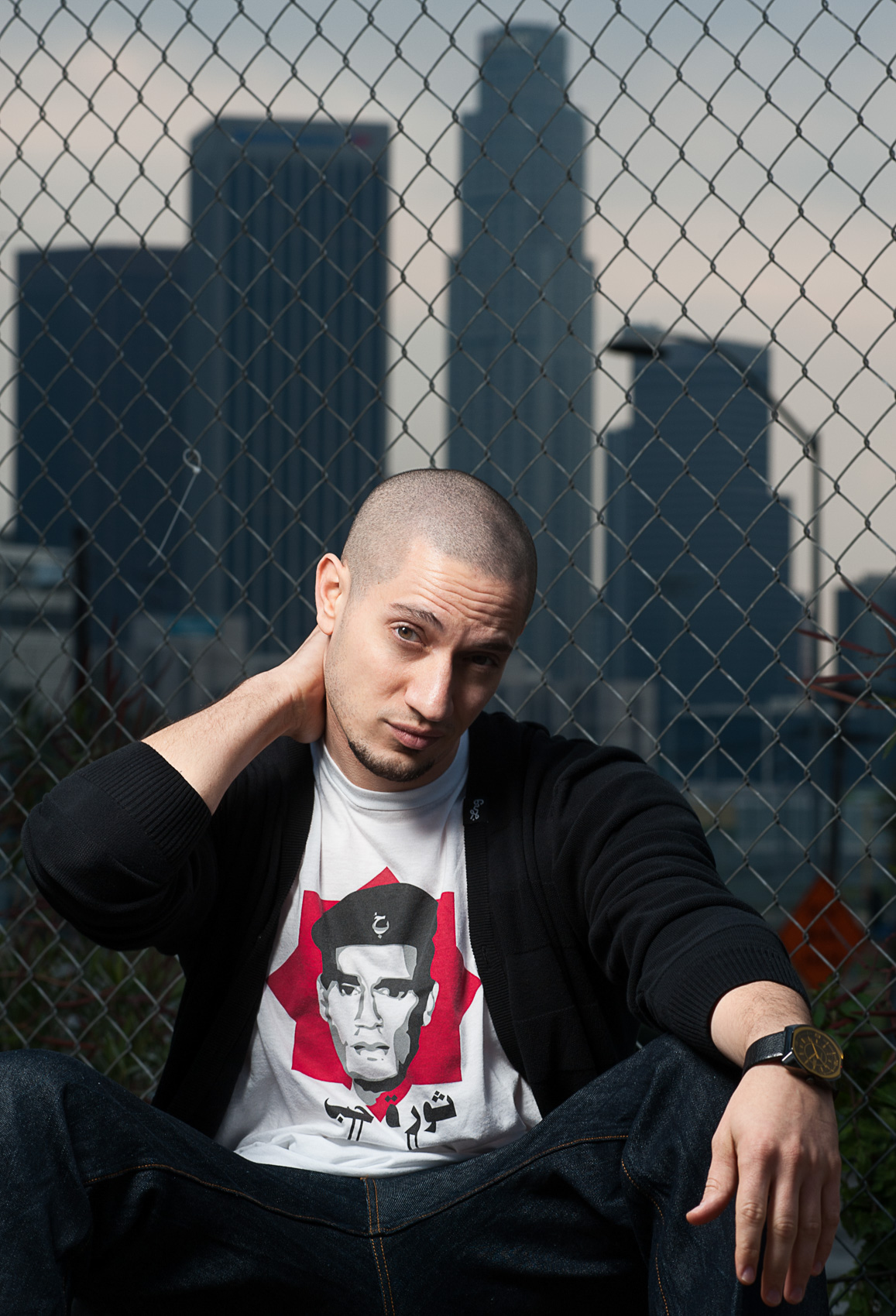 Portrait of hip hop artist in Los Angeles Calif.