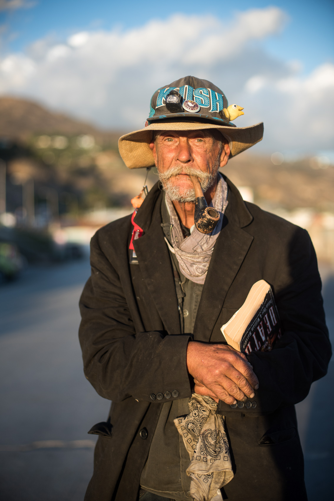 Portrait of a homeless man in Malibu, Calif.