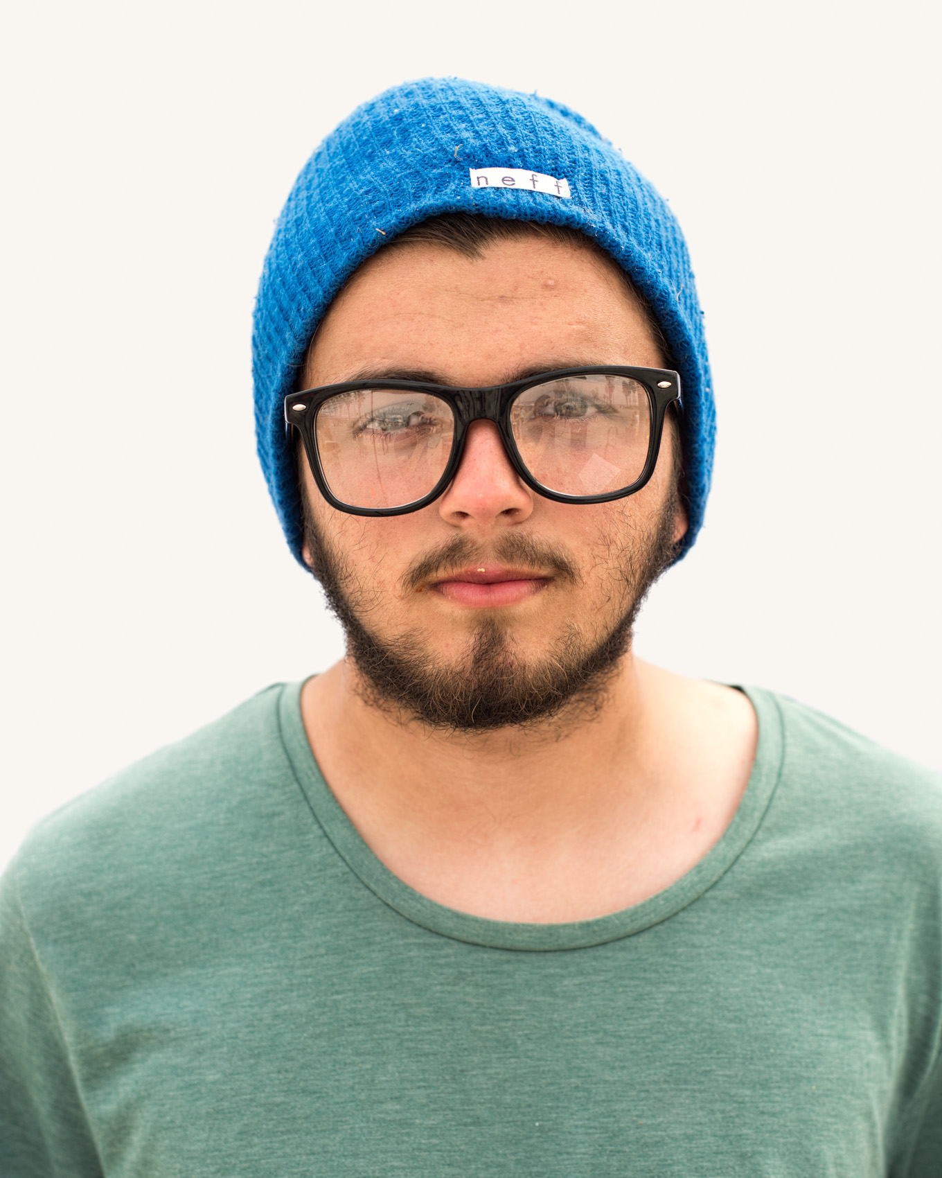 Venice Beach street portrait series on white backdrop.